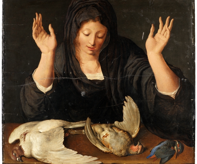 A young woman mourning a dead dove, a partridge, and a kingfisher by Jacob de Gheyn II