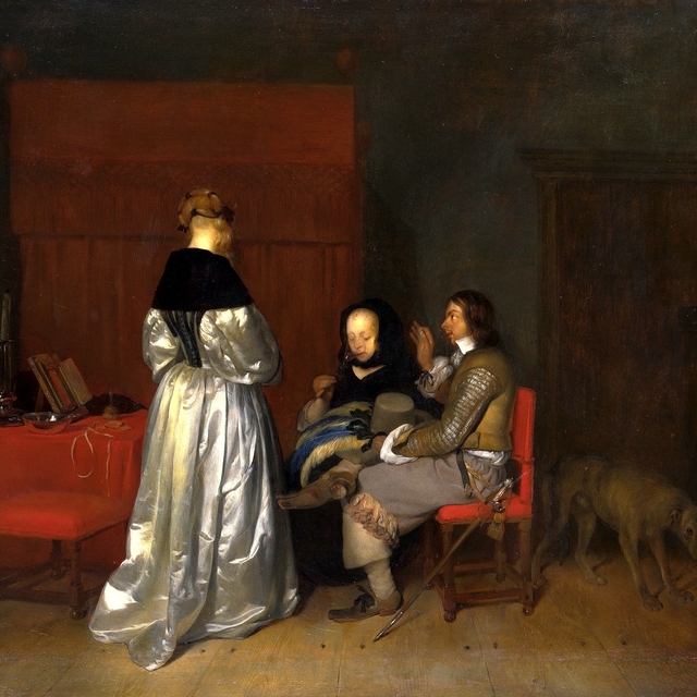 De vaderlijke vermaning (naar Gerard ter Borch) by Charles Van Beveren