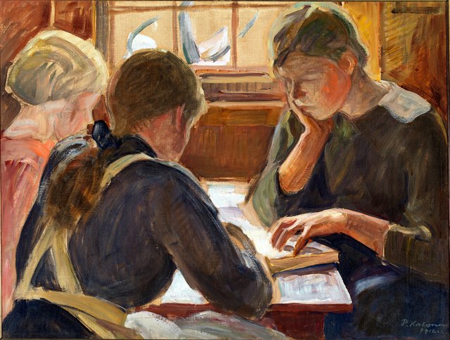Children reading by Pekka Halonen