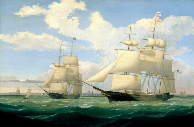 The Ships "Winged Arrow" and "Southern Cross" in Boston Harbor by Fitz Henry Lane