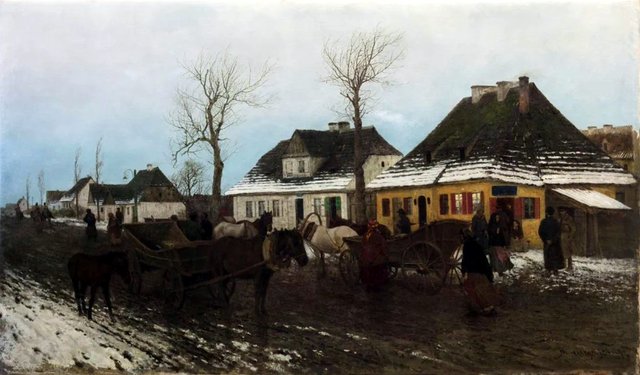 Winter in a small town by Maksymilian Gierymski