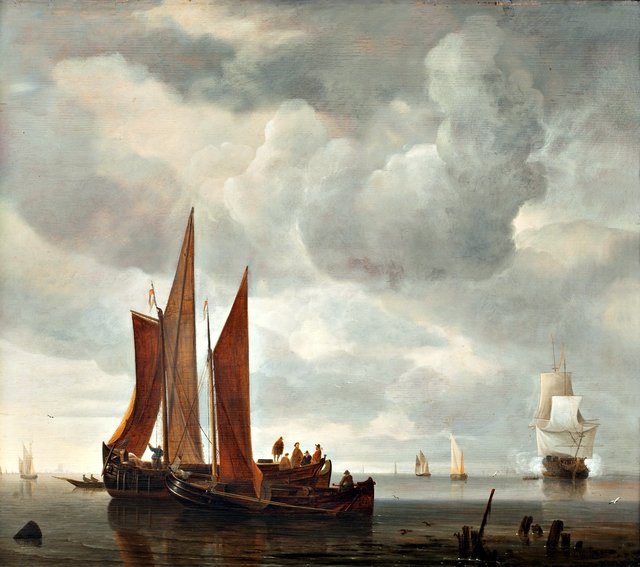 Ships outside Dordrecht by Hendrick Dubbels