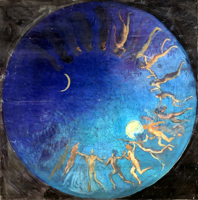 Small scale study for design of The Hours. by Edwin Austin Abbey