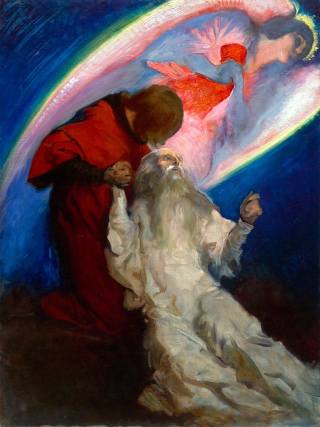 Amfortas Released by Galahad, study for The Quest of the Holy Grail murals, Boston Public Library by Edwin Austin Abbey