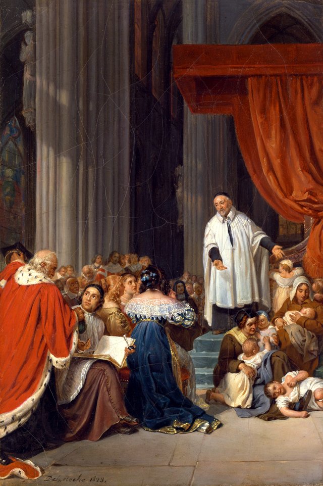 Saint Vincent de Paul Preaching to the Court of Louis XIII on Behalf of the Abandoned Children by Paul Delaroche