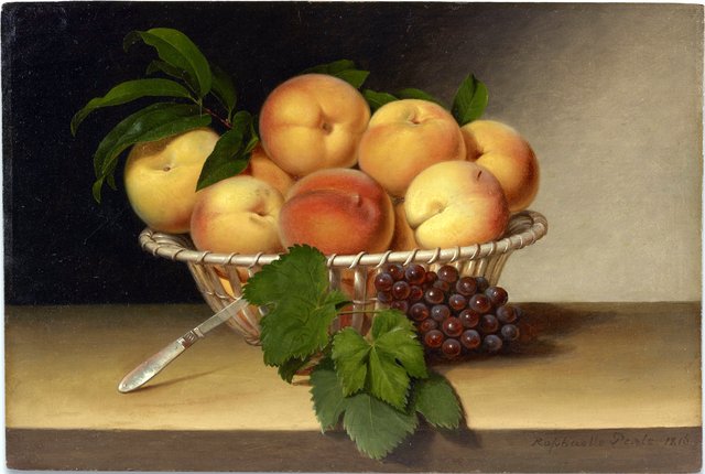 Still Life with a Basket of Peaches by Raphaelle Peale