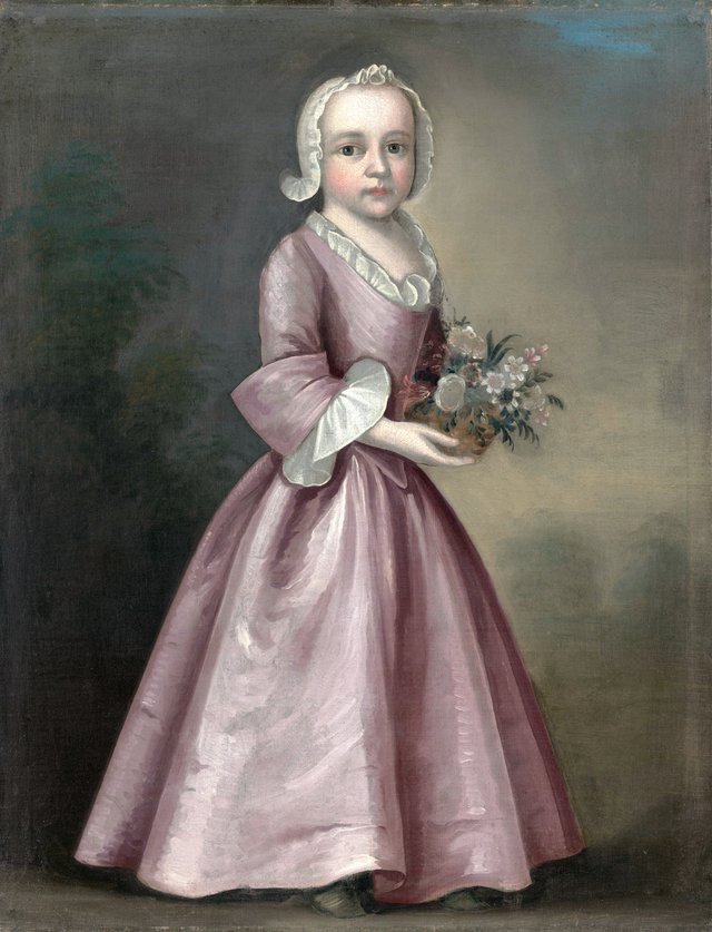 Little Girl Holding Flowers (attributed to Joseph Badger) by Joseph Badger