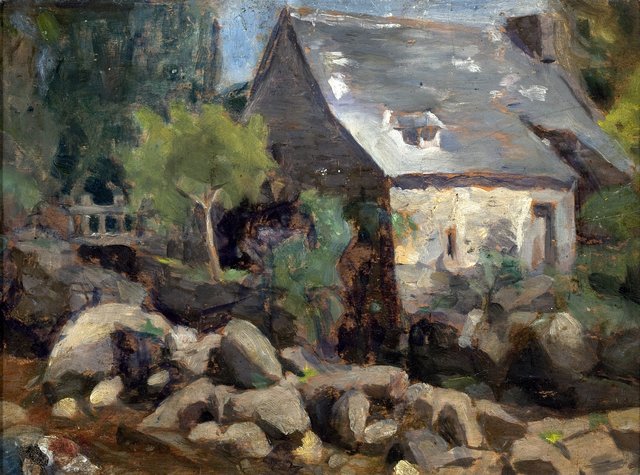 Rustic Landscape with Bridge and Houses by José Ferraz de Almeida Júnior