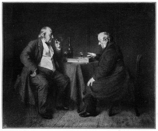 Damebrettspiel / Die Damebrettspieler (Vater und Schwiegervater des Künstlers) by Ludwig Knaus