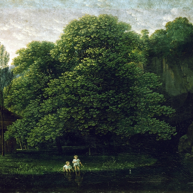 Landscape with two bathing children by Karl Friedrich Schinkel