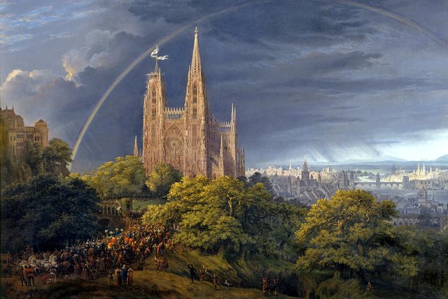 Medieval City on a River by Karl Friedrich Schinkel