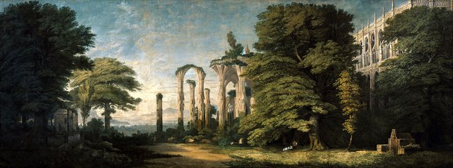 Gothic monastery ruins with trees by Karl Friedrich Schinkel