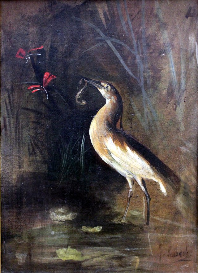 Heron and Salamander by Franz von Lenbach