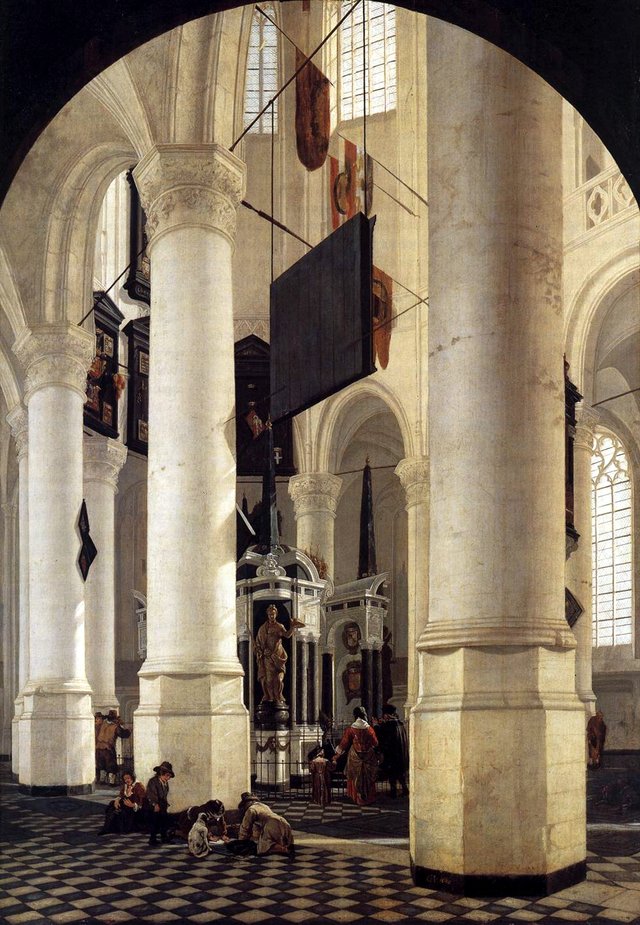 Interior of the Nieuwe Kerk, Delft, with the Tomb of William the Silent by Gerard Houckgeest