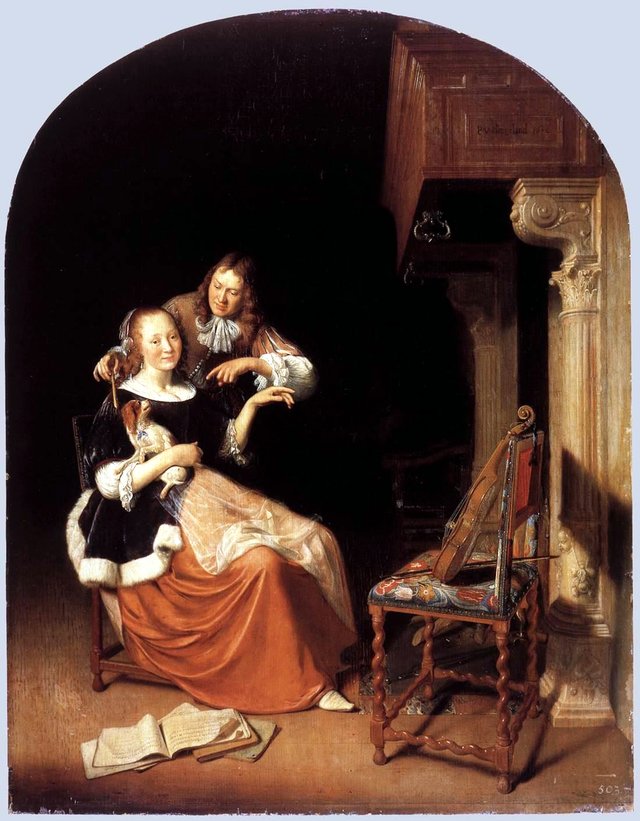 The Unmusical Dog by Pieter Cornelisz van Slingelandt