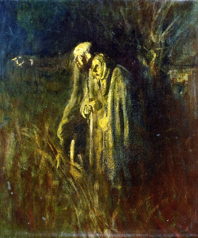 End of Life. Elderly Couple at Night by László Mednyánszky