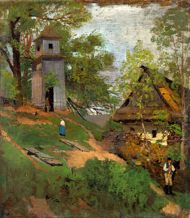 Wooden Belfry by László Mednyánszky