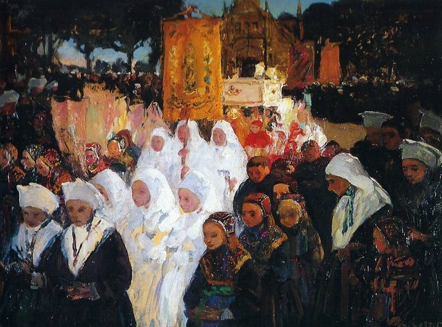 God's Festival Day in Plougastel by Charles Cottet