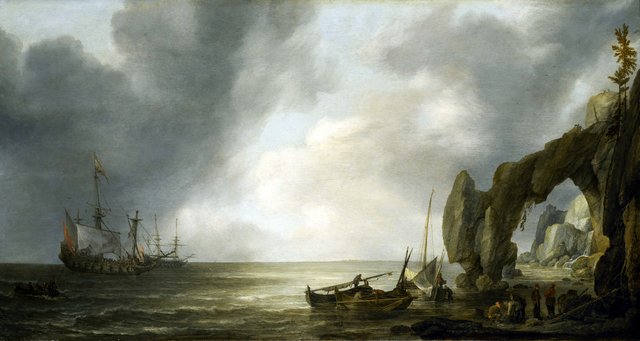 Dutch Men-of-War off a Craggy Coast by Simon de Vlieger