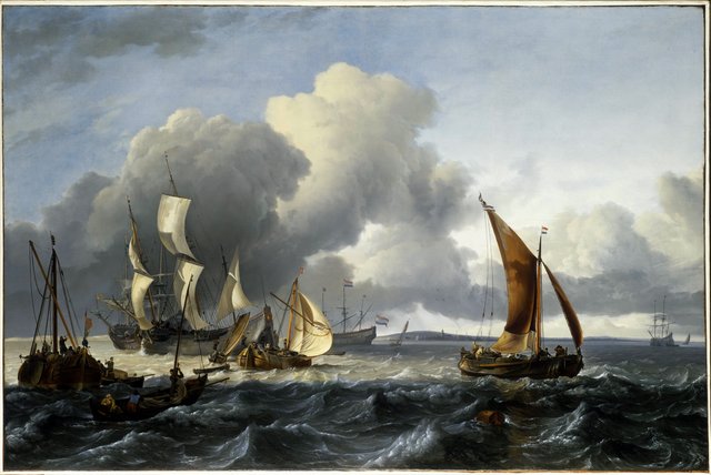 The Merchant Shipping Anchorage off Texel Island with Oudeschild in the Distance by Ludolf Bakhuizen
