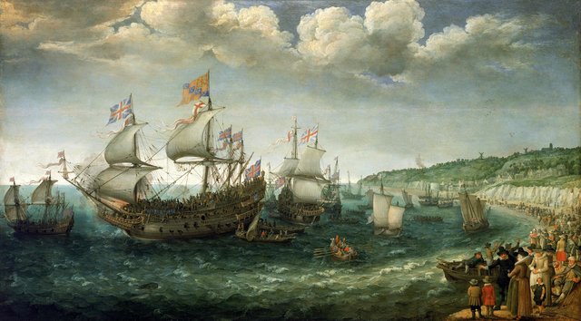 Embarkation of the Elector Palatine in the 'Prince Royal' at Margate, 25 April 1613 by Adam Willaerts