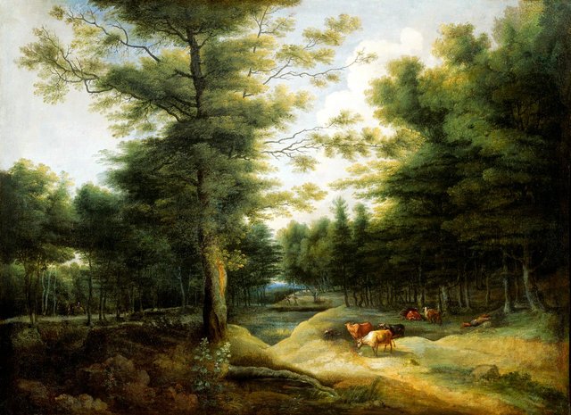 Forest Landscape with Cows by Lucas van Uden