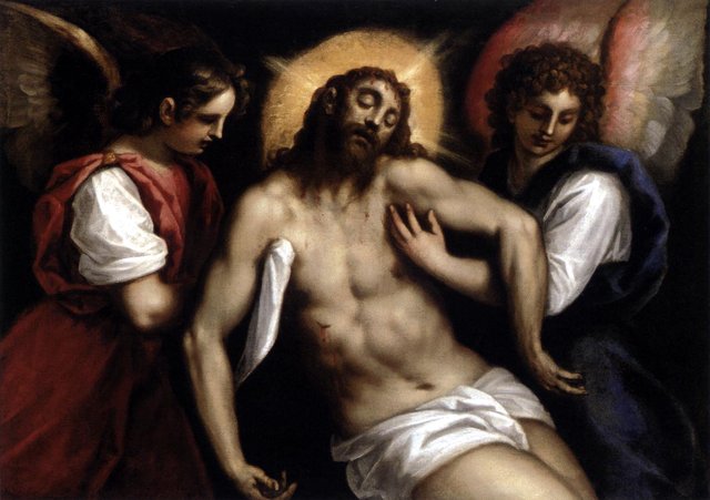 The Dead Christ with Two Angels by Palma il Giovane