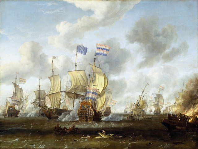The Goulden Leeuw Engaging Royal Prince at the Battle of the Texel, 11 August 1673 by Abraham Storck