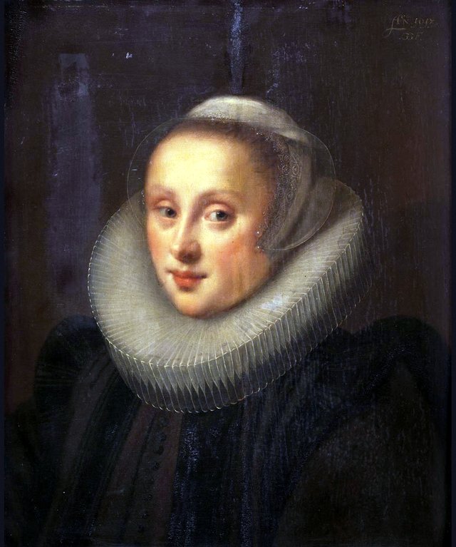 Portrait of Gertrud Cronenberg, second wife to Adriaen de Bruyn van Blanckenvort by Geldorp Gortzius