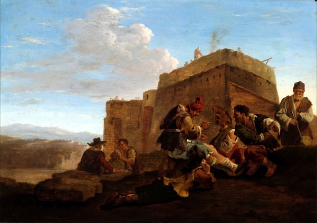 Landscape with Morra Players (The Small Limekiln) by Pieter van Laer