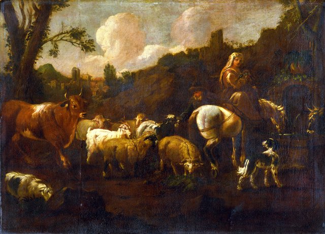 Napájanie stáda - O 230 - Slovak National Gallery by Philipp Peter Roos
