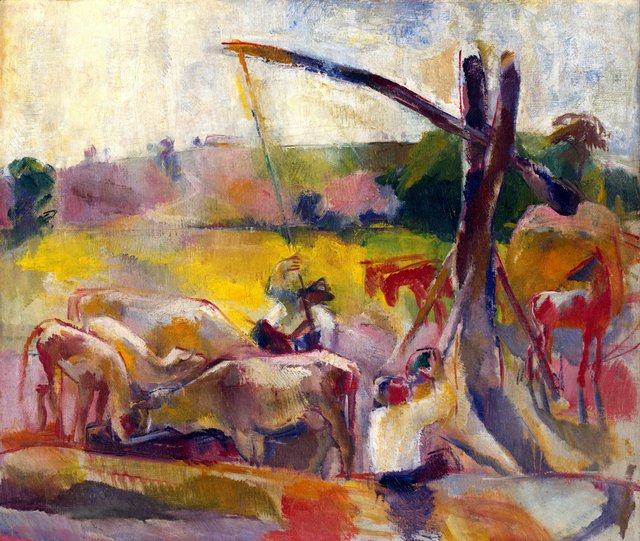 Napájanie kráv - M 82 - Ernest Zmeták Art Gallery by Vilmos Aba-Novák