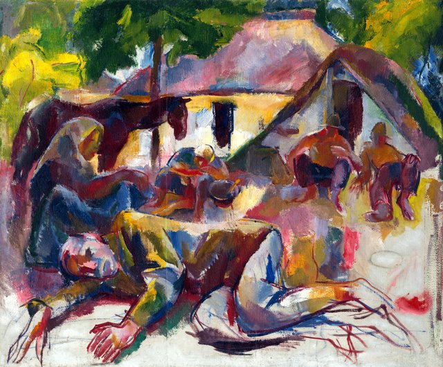 Odpočívajúci cigáni - M 16 - Ernest Zmeták Art Gallery by Vilmos Aba-Novák