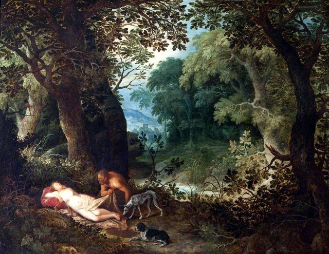 A Nymph and a Satyr by Abraham Govaerts