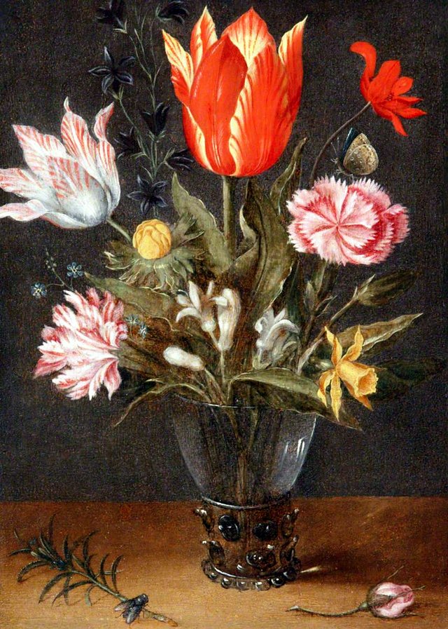 Still Life with Tulips in a Glass Vase by Christoffel van den Berghe
