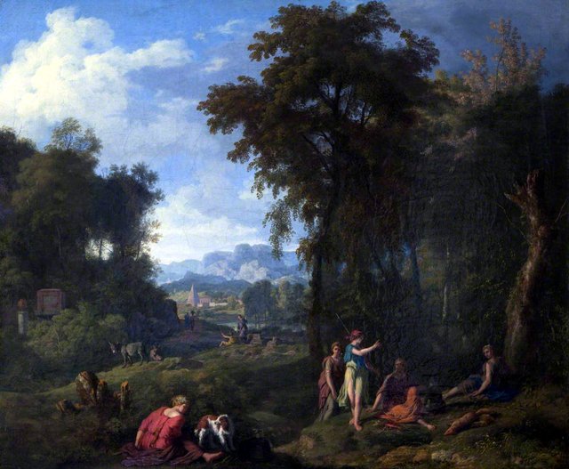 Classical Landscape with Diana and her Nymphs resting after the Chase by Johannes Glauber