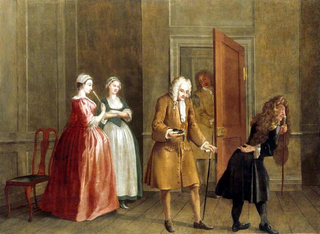An Episode from 'The Mock Doctor' or 'Dumb Lady Cured' (from Henry Fielding's 'The Mock Doctor' or 'The Dumb Lady Cur'd', adapted from 'Le médécin malgré lui' by Molière, 1732) (a Vauxhall Supper Box Picture) by Francis Hayman