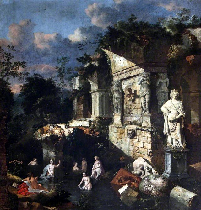 Classical Ruins with Diana and Nymphs Bathing by Jan Griffier I