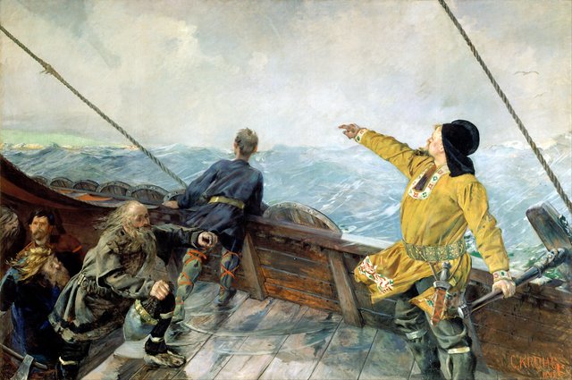 Leiv Eirikson discovering America by Christian Krohg