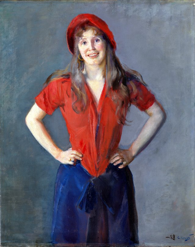 Portrait of the Painter Oda Krohg, b. Lasson by Christian Krohg