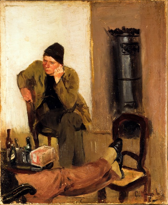 Charles Lundh in conversation with Christian Krohg by Christian Krohg
