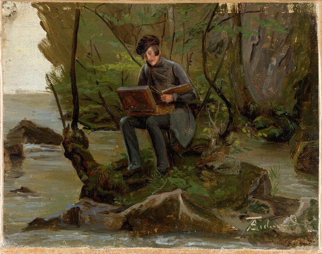 A Painter at his Paint Box by Adolph Tidemand