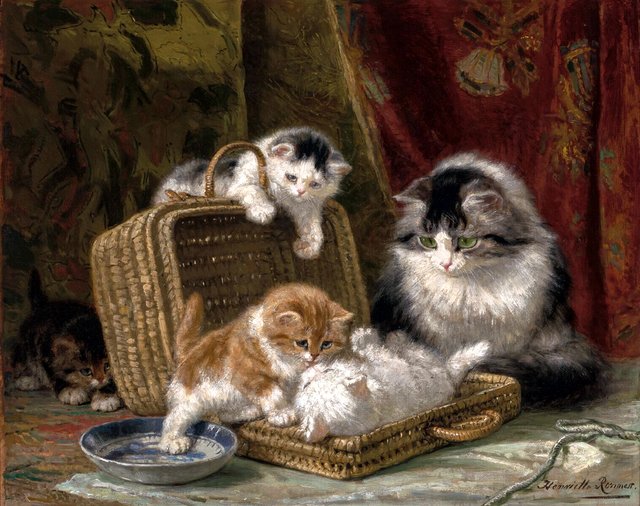 Kittens playing by Henriëtte Ronner-Knip
