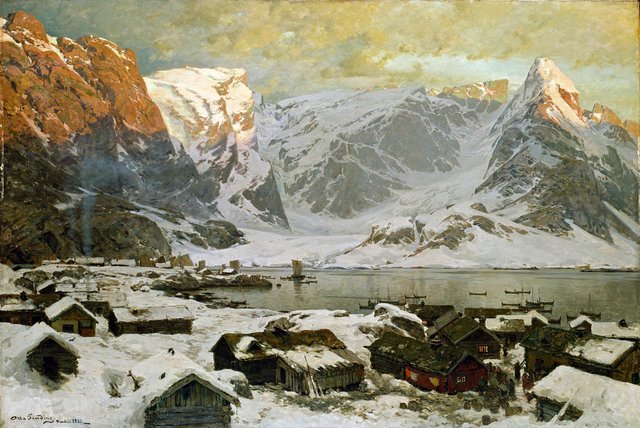 View from Reine in Lofoten by Otto Sinding