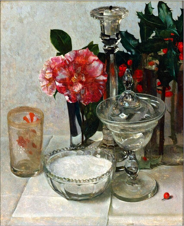 Still Life with Camelia's and Crystal Bowl by Floris Verster