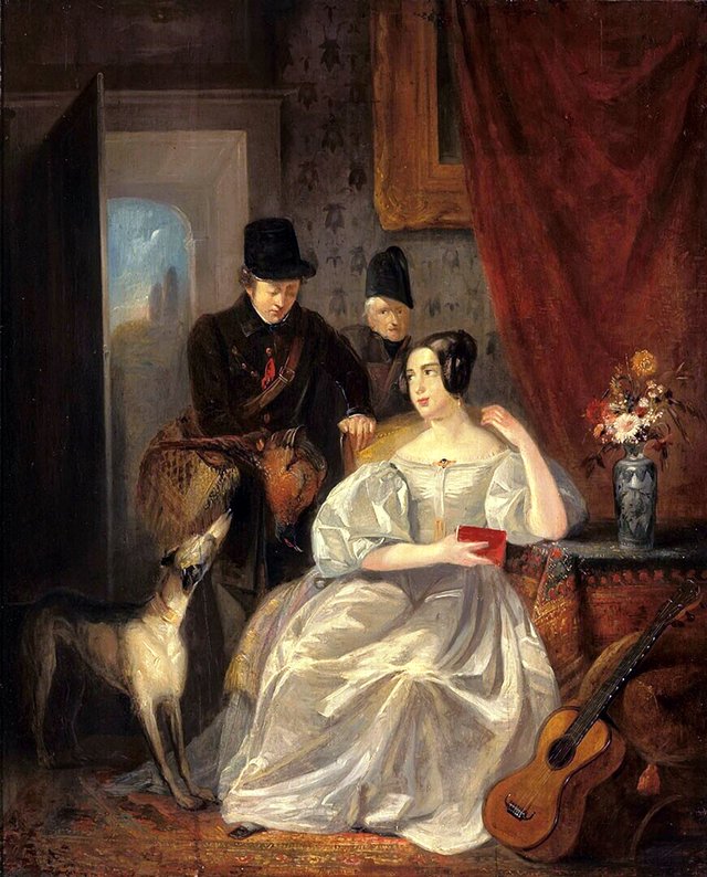 Interior with a Hunter coming Home by Jan Willem Pieneman
