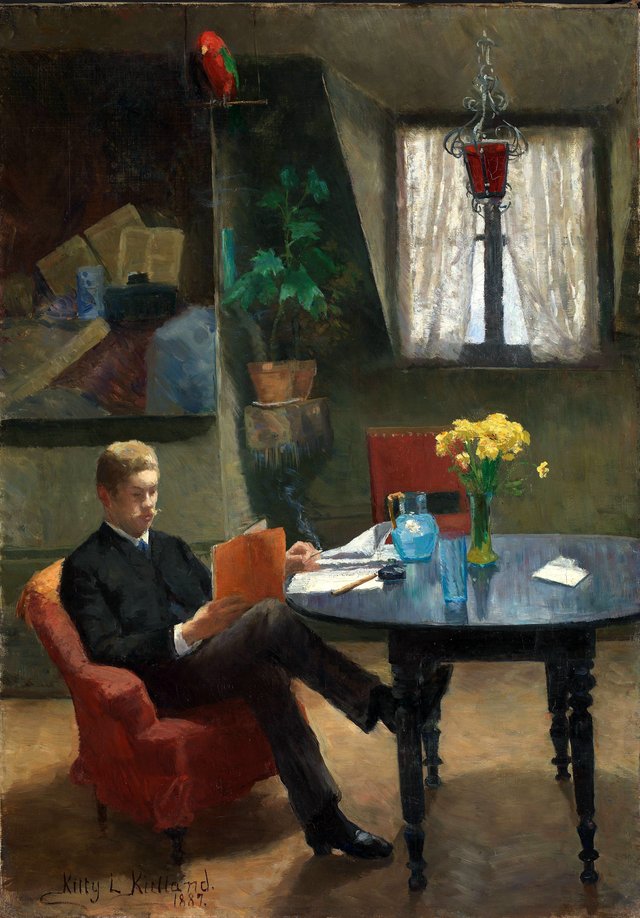 Arne Garborg visiting the Artist's Studio in Paris by Kitty Lange Kielland
