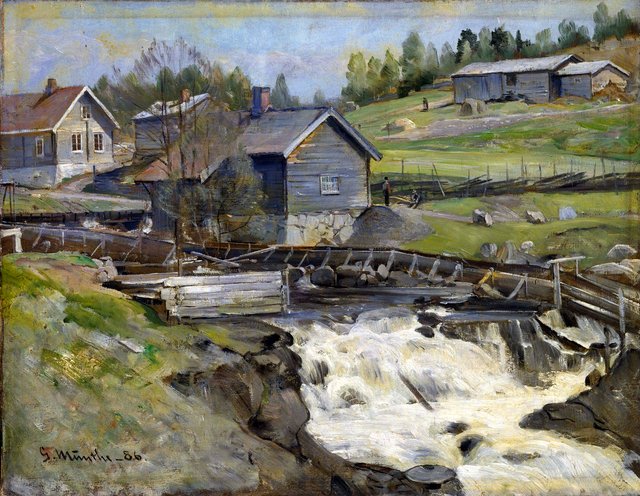 Waterfall at Stange in Hedmark by Gerhard Munthe