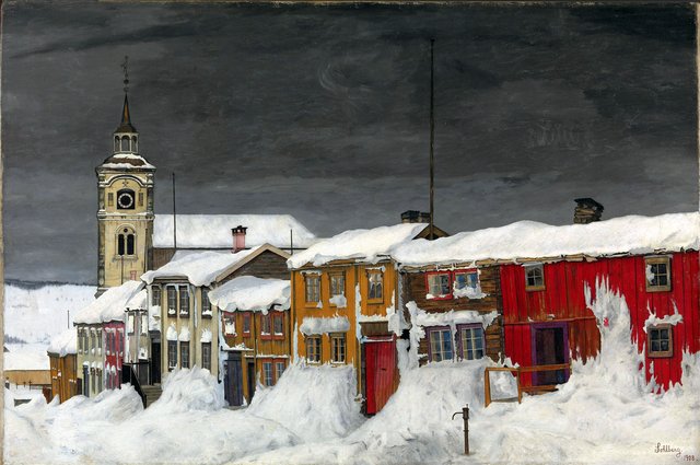 Street in Røros in Winter by Harald Sohlberg
