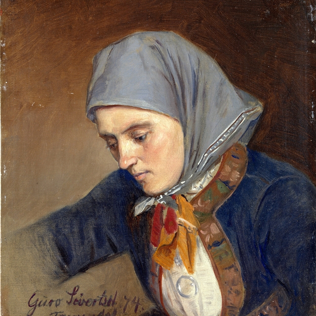 Portrait of Guro Sivertsdatter Travendal by Adolph Tidemand